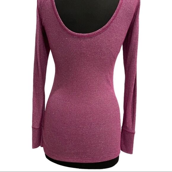 Victoria’s Secret Ribbed Purple Metallic Top Sz L - Picture 9 of 12